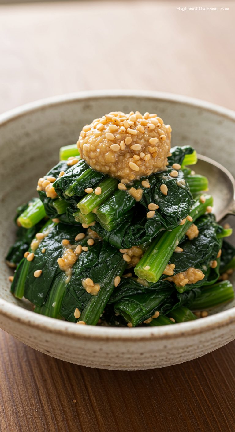 Sesame Spinach (Horenso Goma-ae) – Closeup
