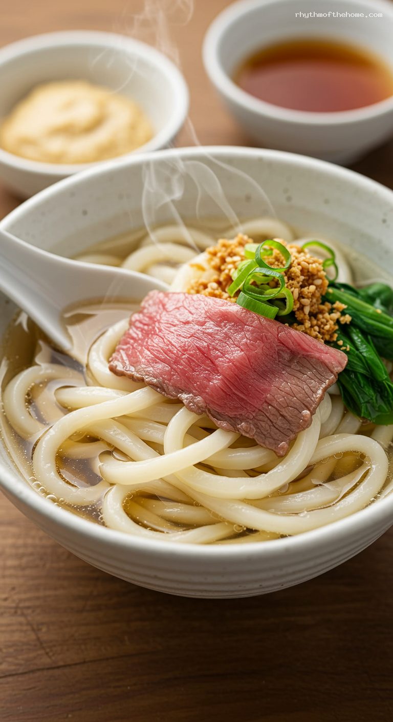 Shabu-Shabu with Sesame and Ponzu, Finished with Udon – Closeup