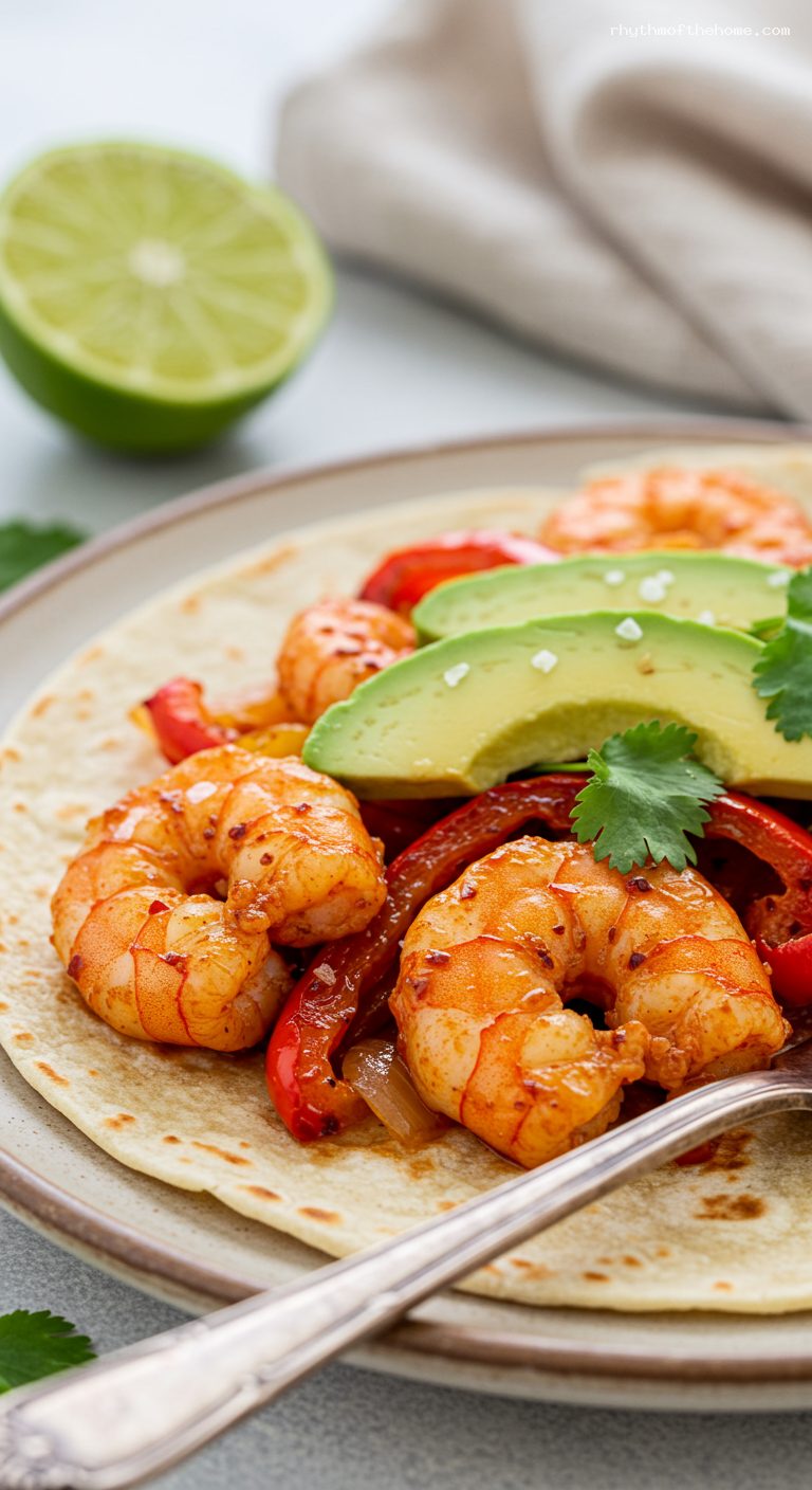 Sheet-Pan Chili-Lime Shrimp Fajitas – Closeup