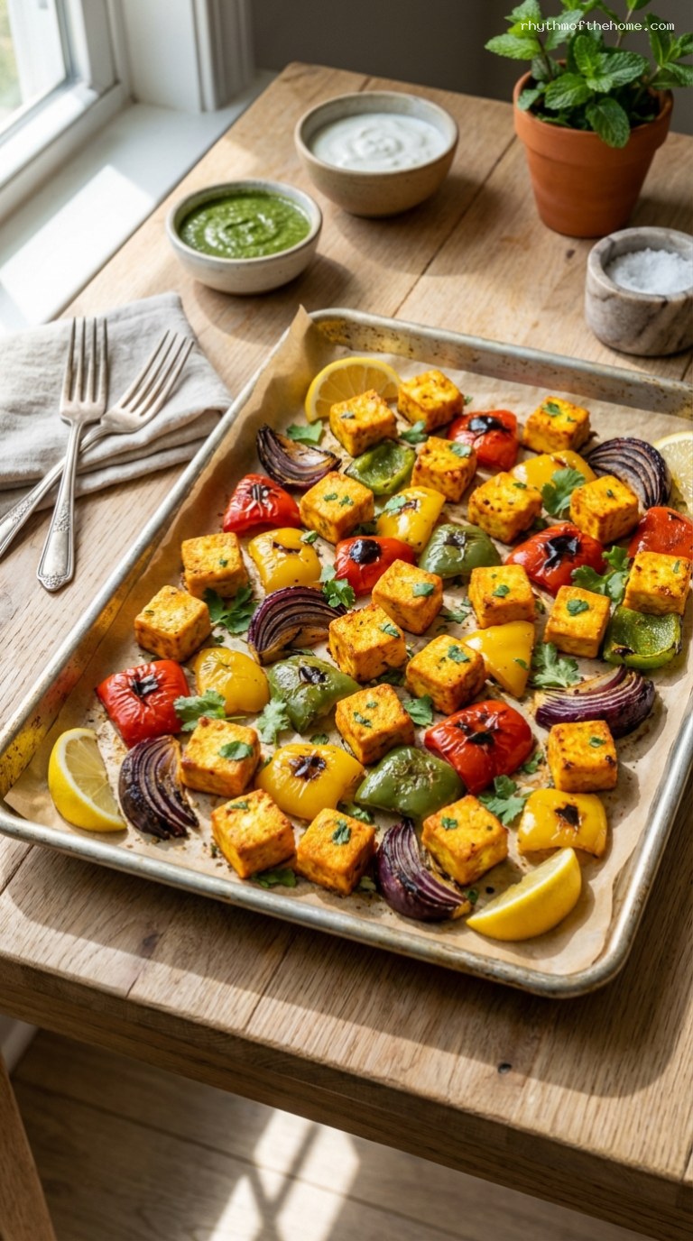 Sheet Pan Paneer Tikka with Peppers and Onions