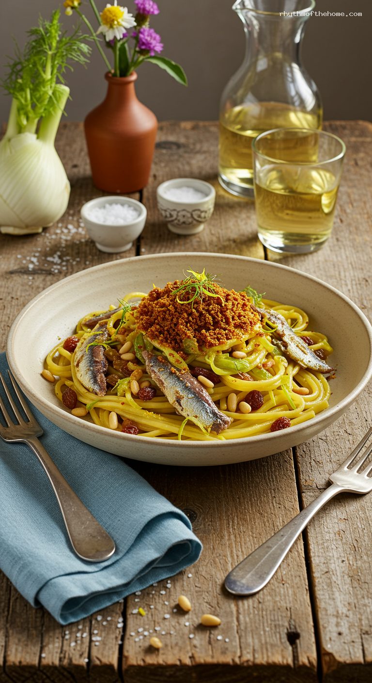 Sicilian Pasta con le Sarde with Toasted Breadcrumbs
