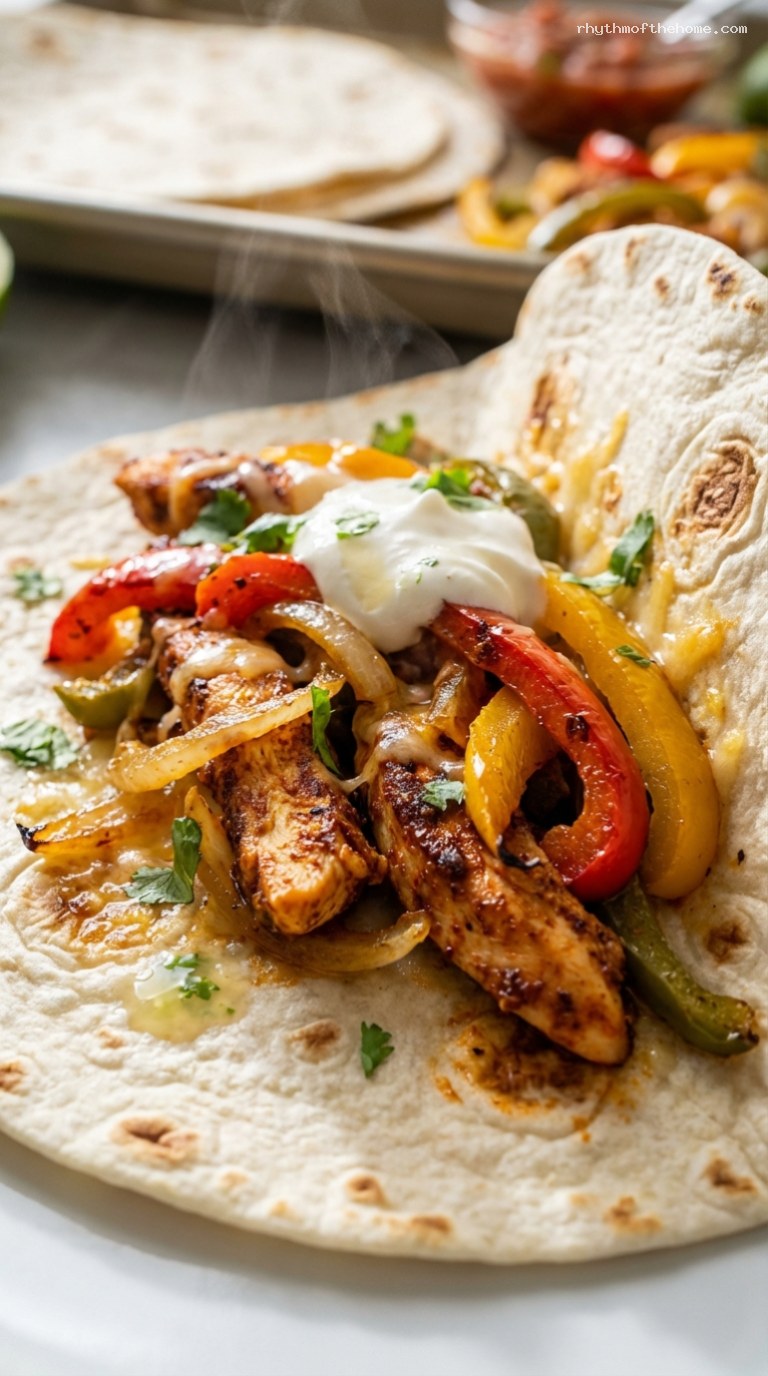 Sizzling Sheet Pan Chicken Fajita Bake – Closeup