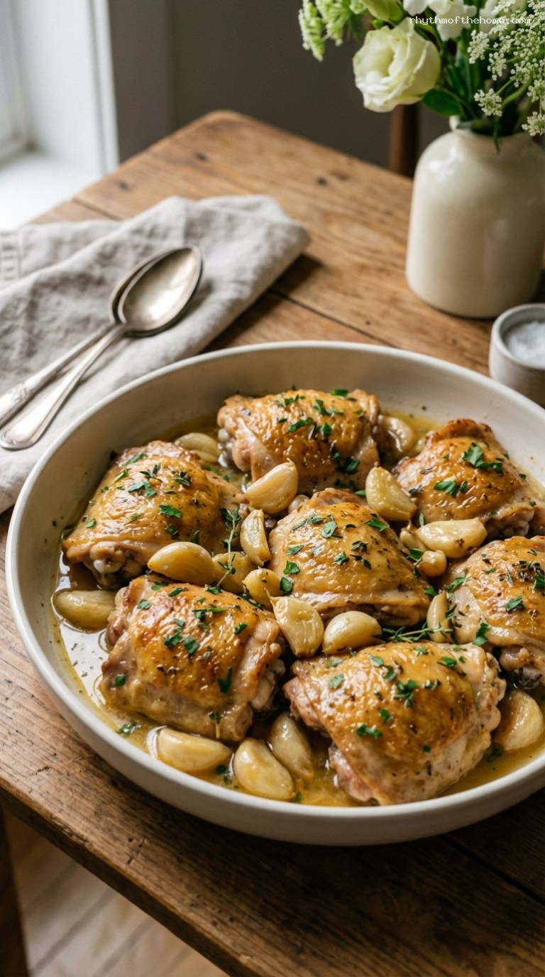 Slow-Braised Chicken With Forty Cloves of Garlic