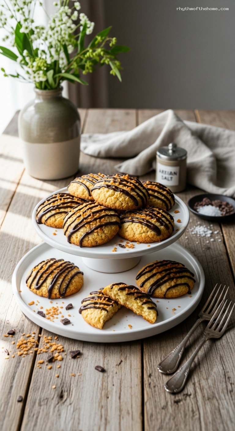 Soft Coconut Cookies with Dark Chocolate Drizzle