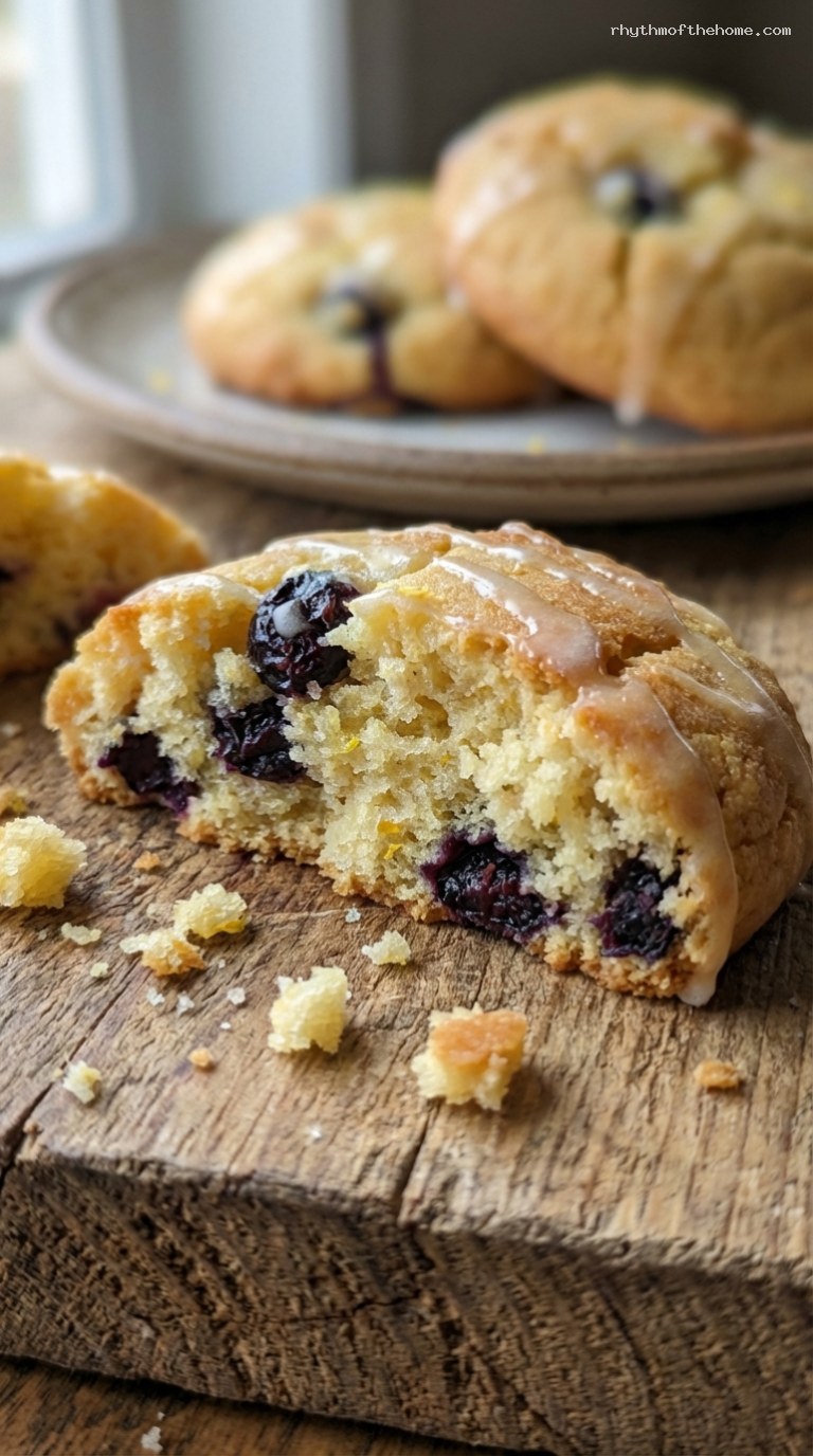 Soft Lemon Blueberry Cream Cheese Cookies – Closeup
