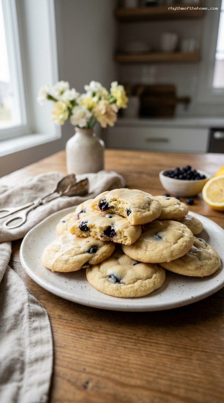 Soft Lemon Blueberry Cream Cheese Cookies
