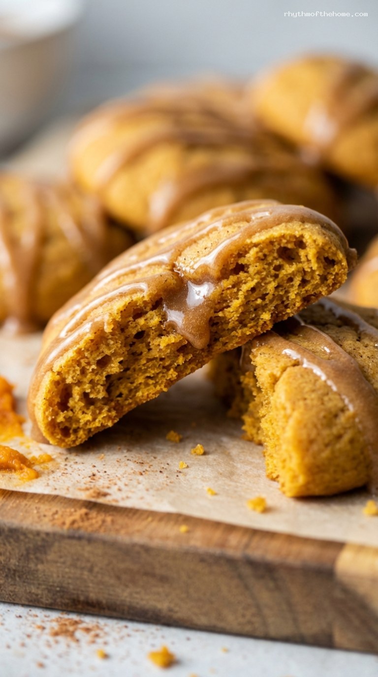 Soft Spiced Brown Sugar Pumpkin Cookies – Closeup