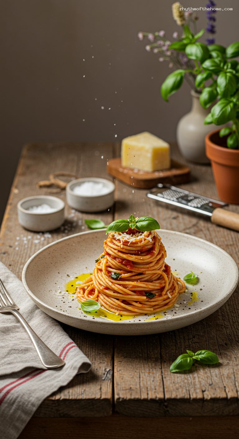 Spaghetti al Pomodoro with Garlic, Basil, and Butter
