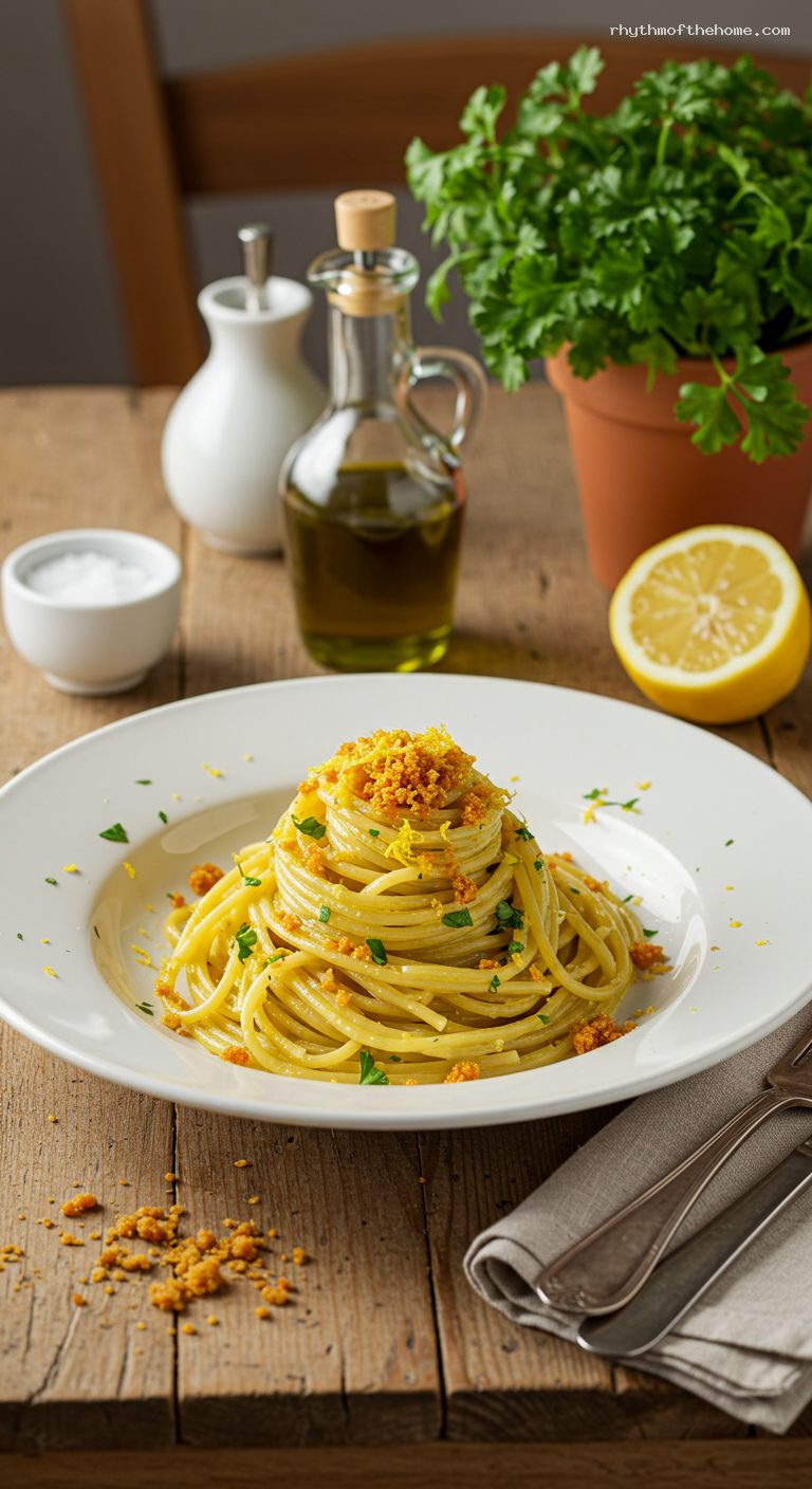 Spaghetti with Bottarga and Lemon Breadcrumbs