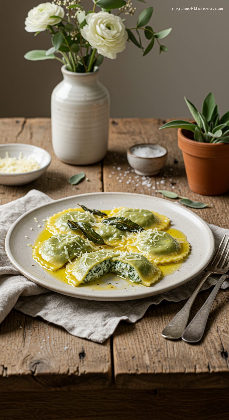 Spinach and Ricotta Ravioli with Sage Brown Butter