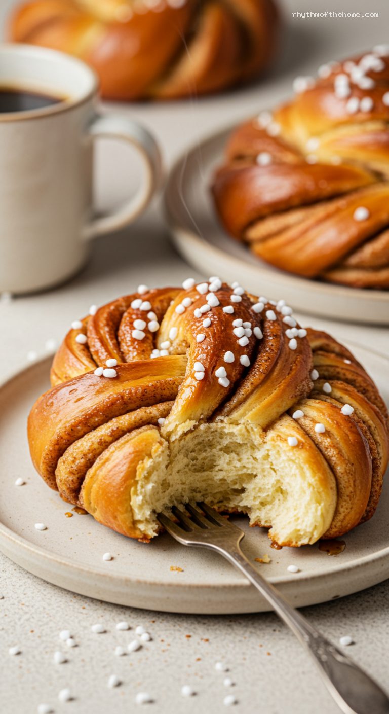 Swedish Kanelbullar: Soft Cardamom Cinnamon Buns – Closeup
