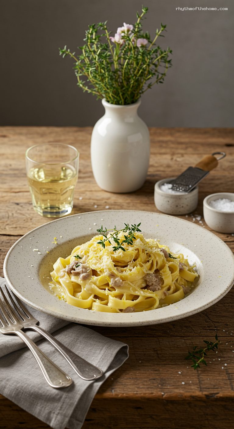 Tagliatelle al Ragù Bianco with Lemon and Parmigiano
