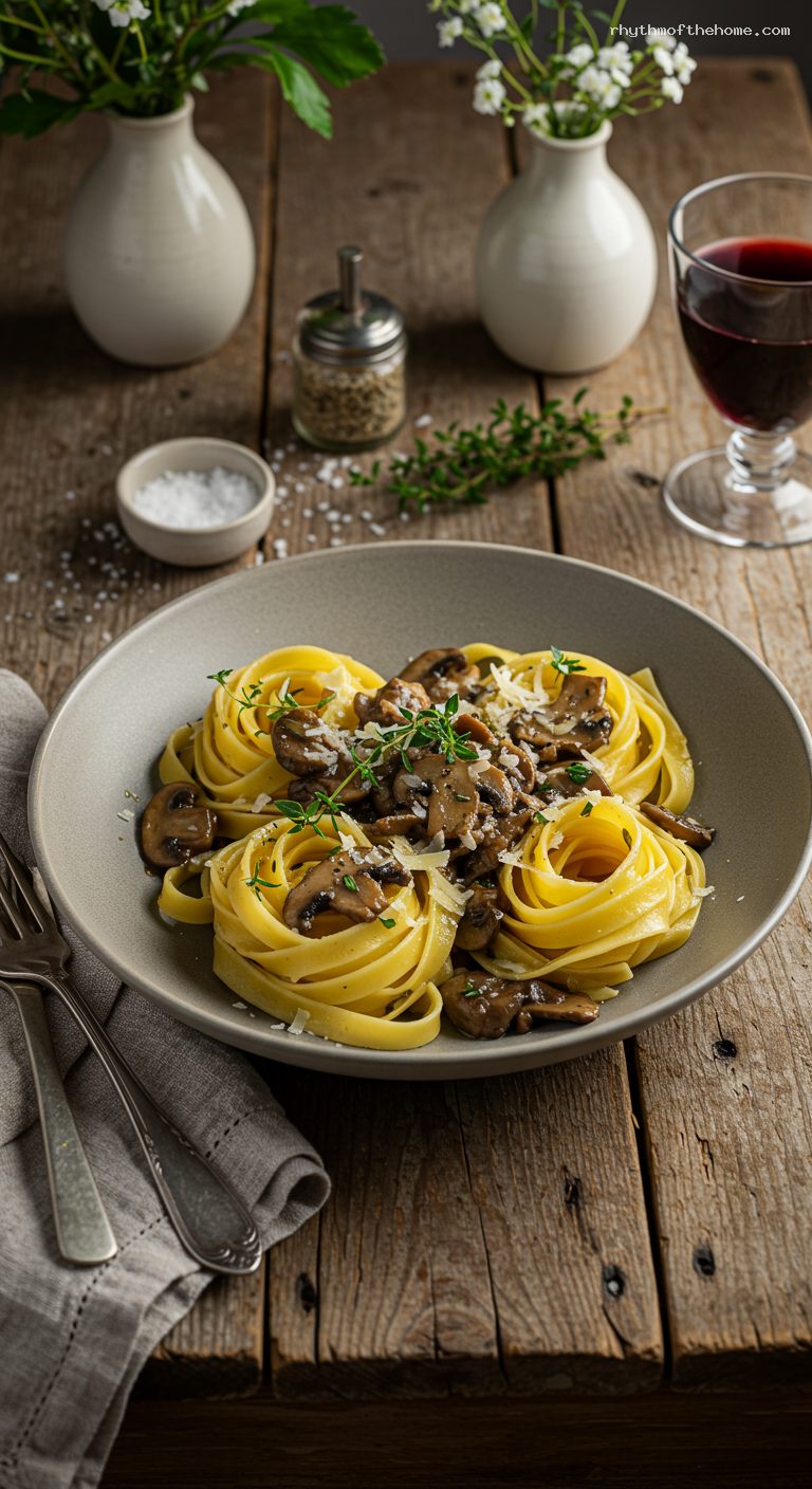 Tagliatelle with Mushroom Ragù and Red Wine