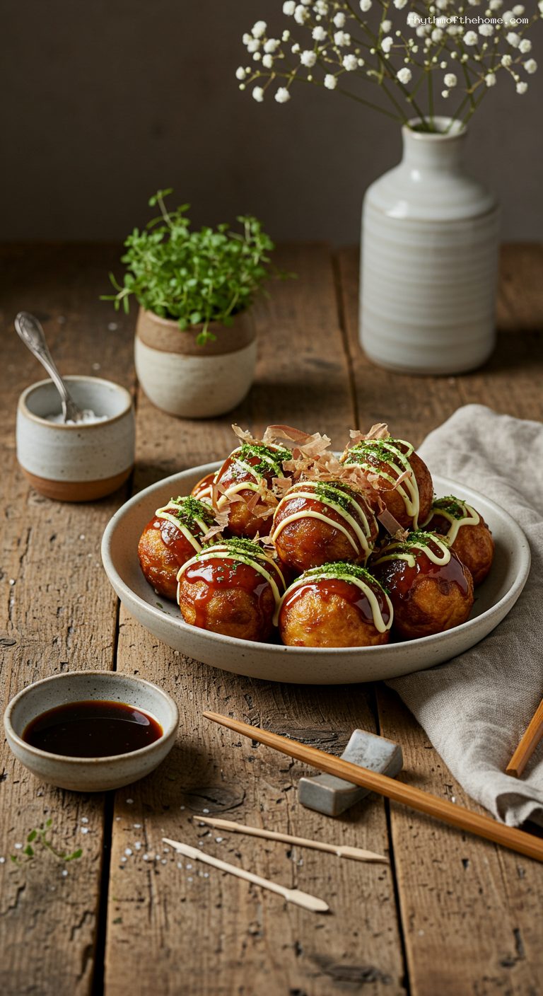 Takoyaki with Pickled Ginger and Tenkasu
