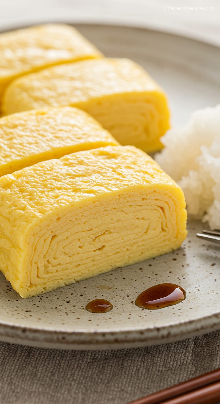 Tamagoyaki Dashi Omelet with Grated Daikon – Closeup