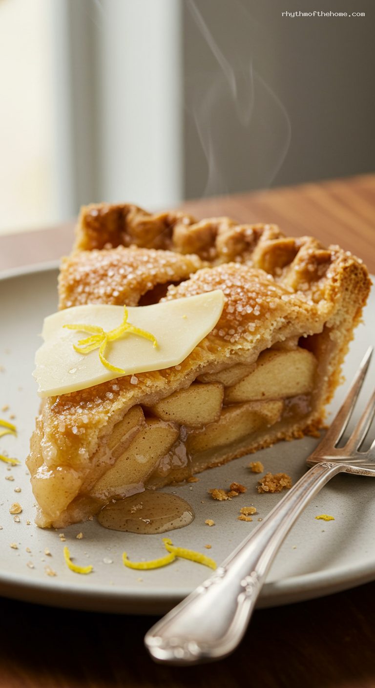 Vermont Cheddar Apple Pie with Flaky Crust – Closeup