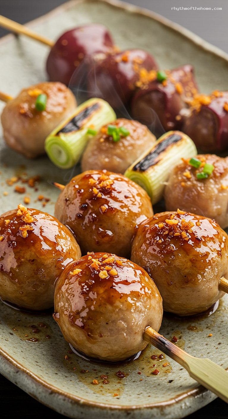 Yakitori Mix: Tare-Glazed and Salted Skewers – Closeup