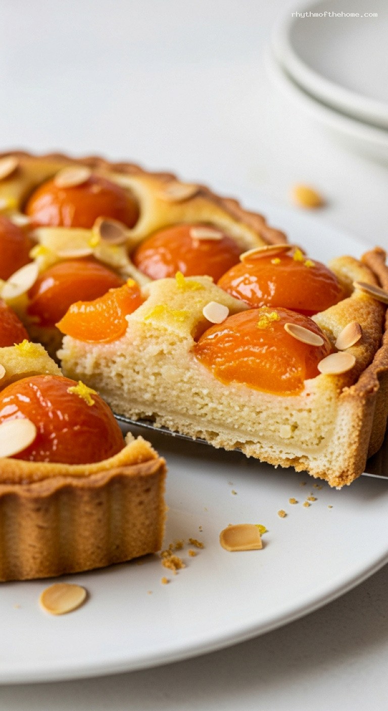 Apricot Frangipane Tart With Almond Cream Filling – Closeup