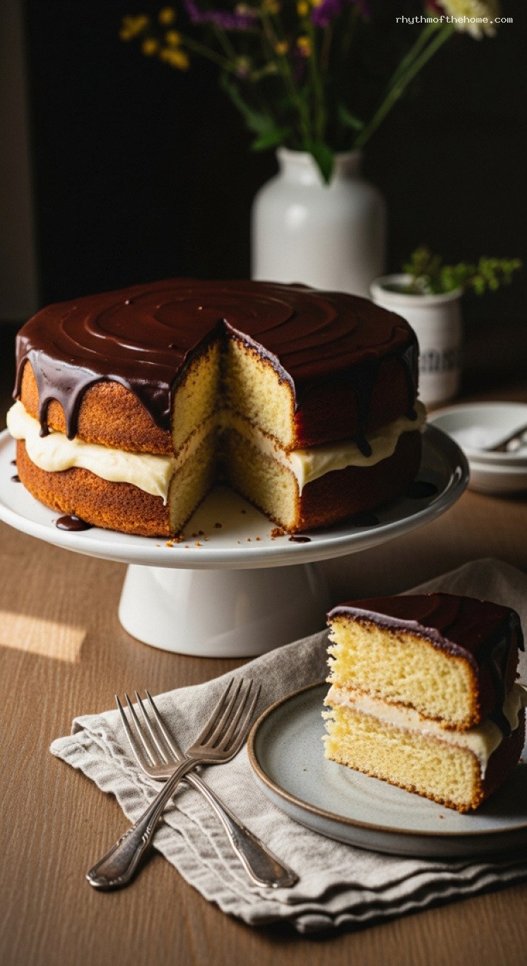 Baked Boston Cream Pie with Glossy Chocolate Glaze