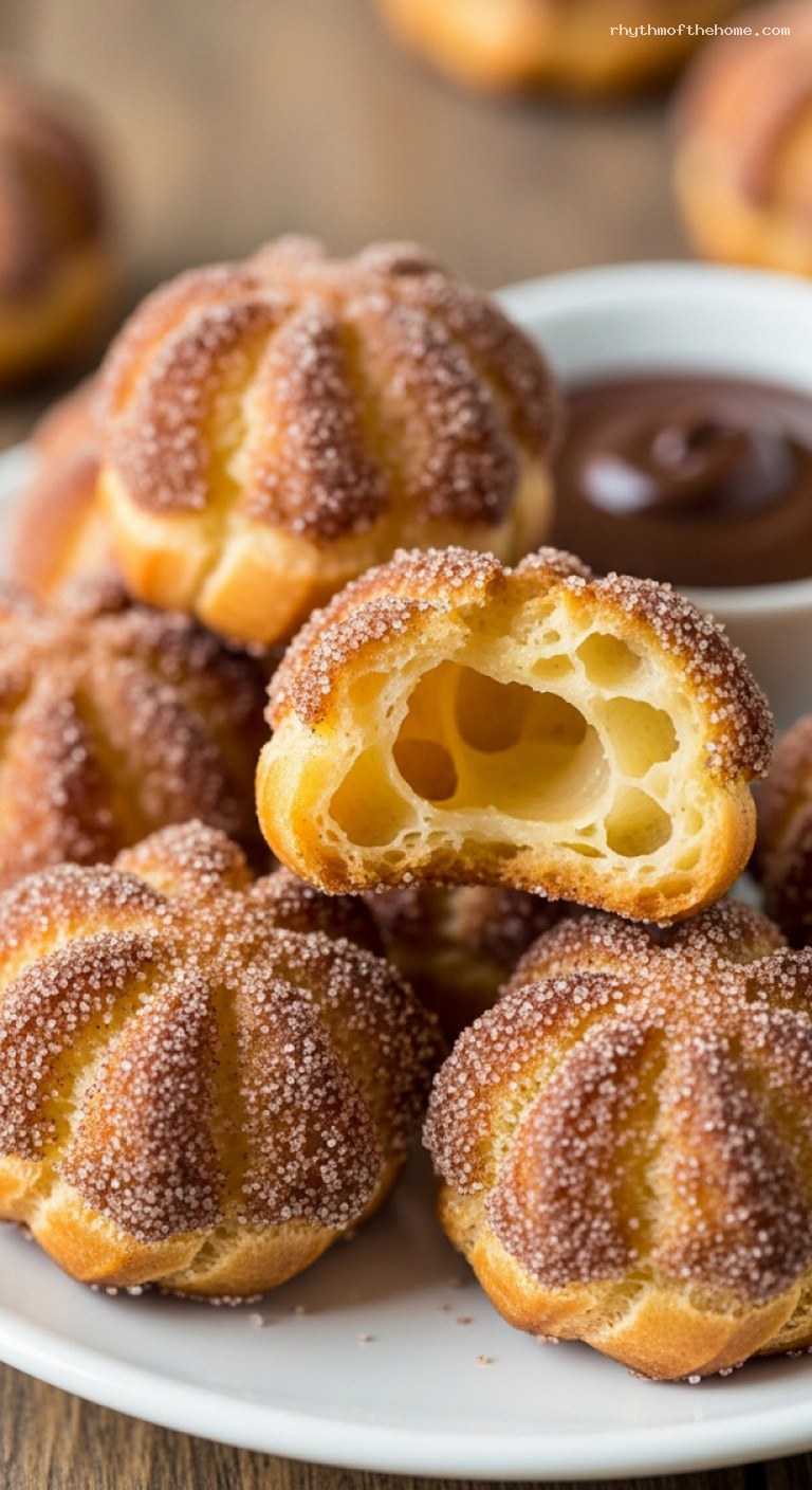 Baked Churro Bites with Cinnamon Sugar Coating – Closeup