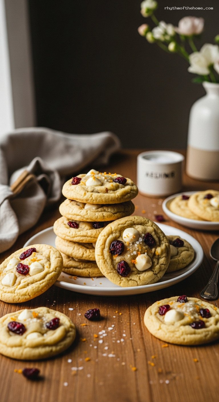 Bakery-Style White Chocolate Cranberry Cookies With Orange Zest