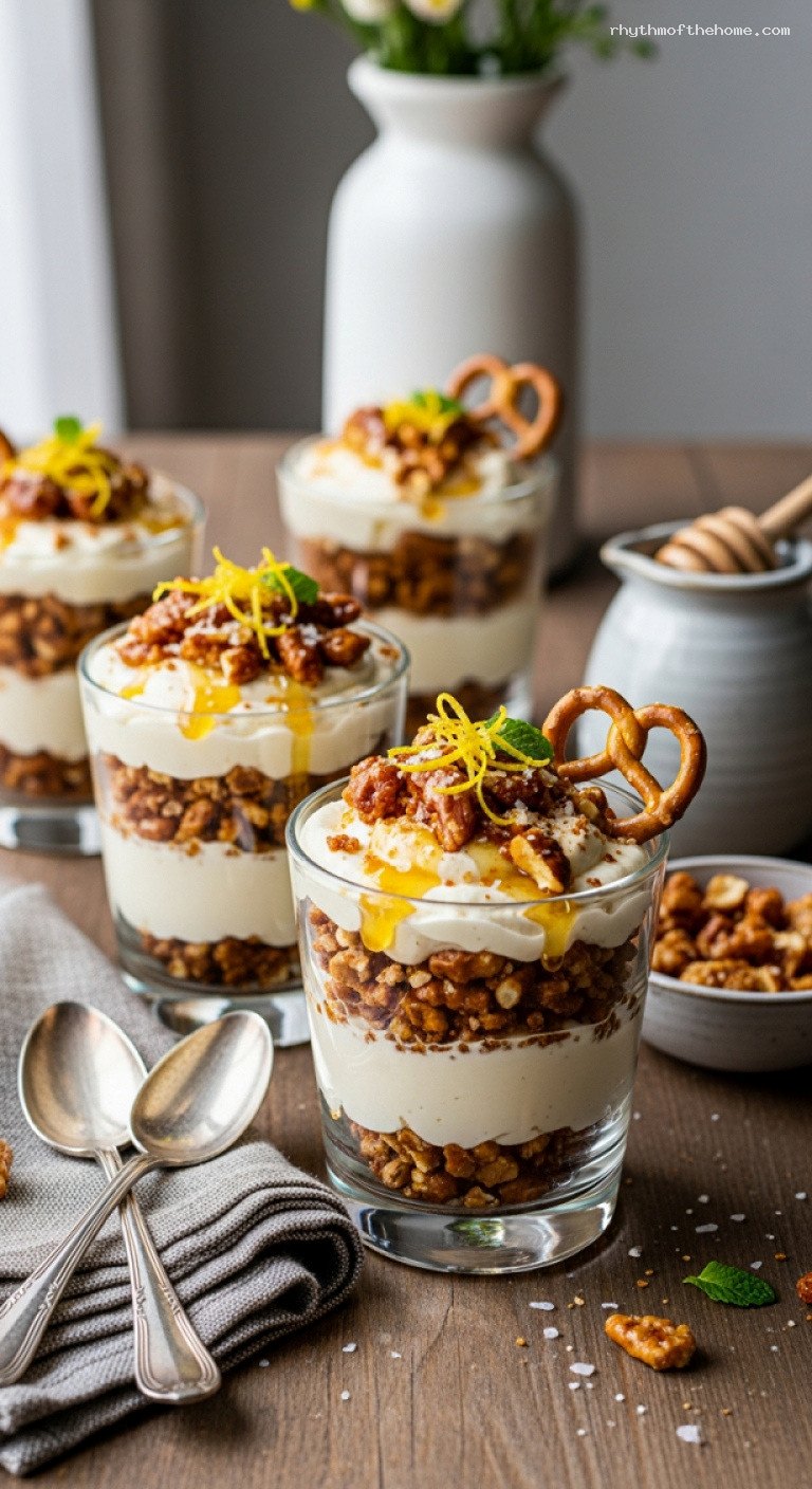 Bavarian Vanilla Parfait with Caramelized Nuts and Honeyed Crumbs