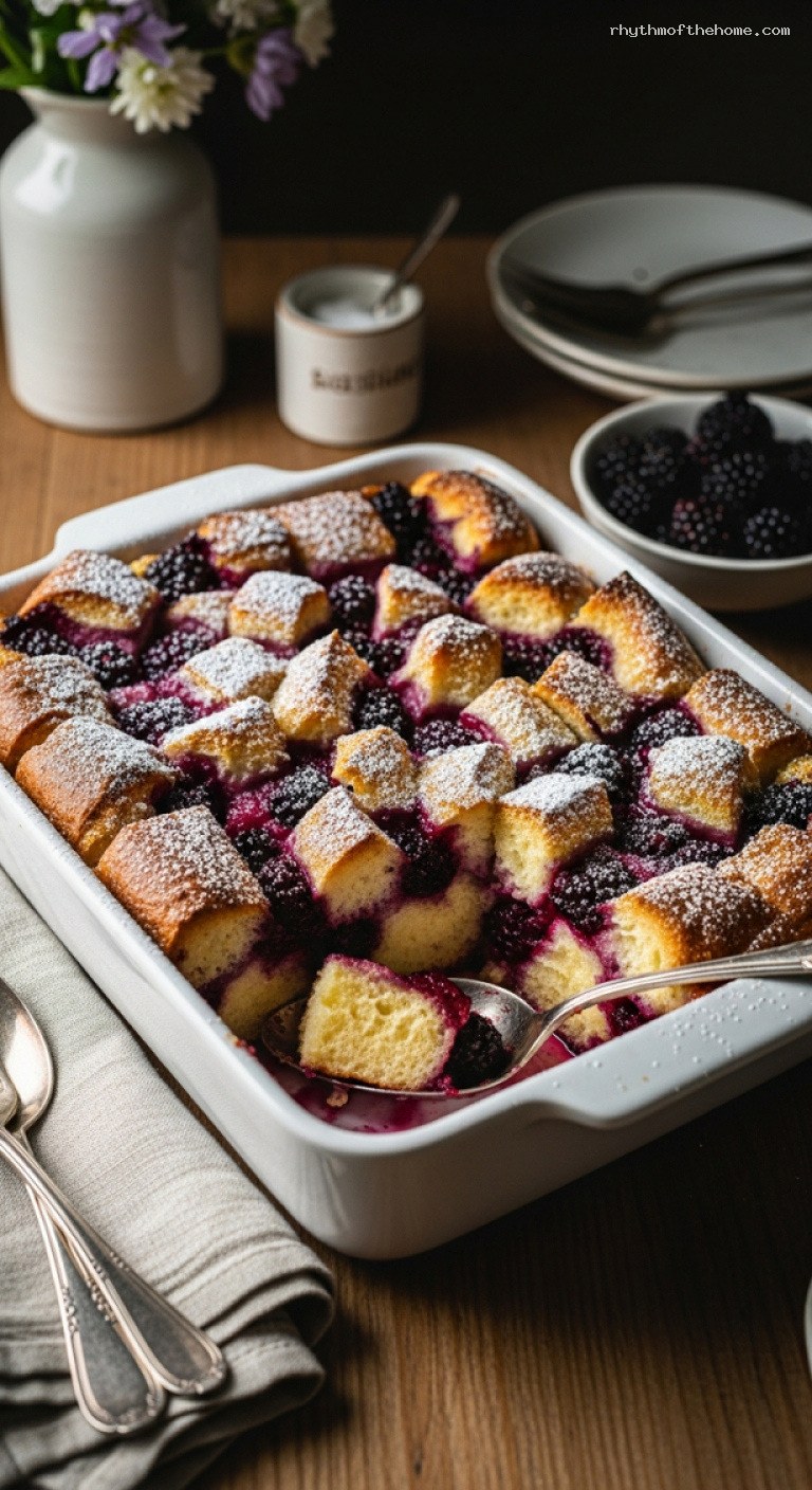 Blackberry Brioche Bread Pudding With Vanilla Custard