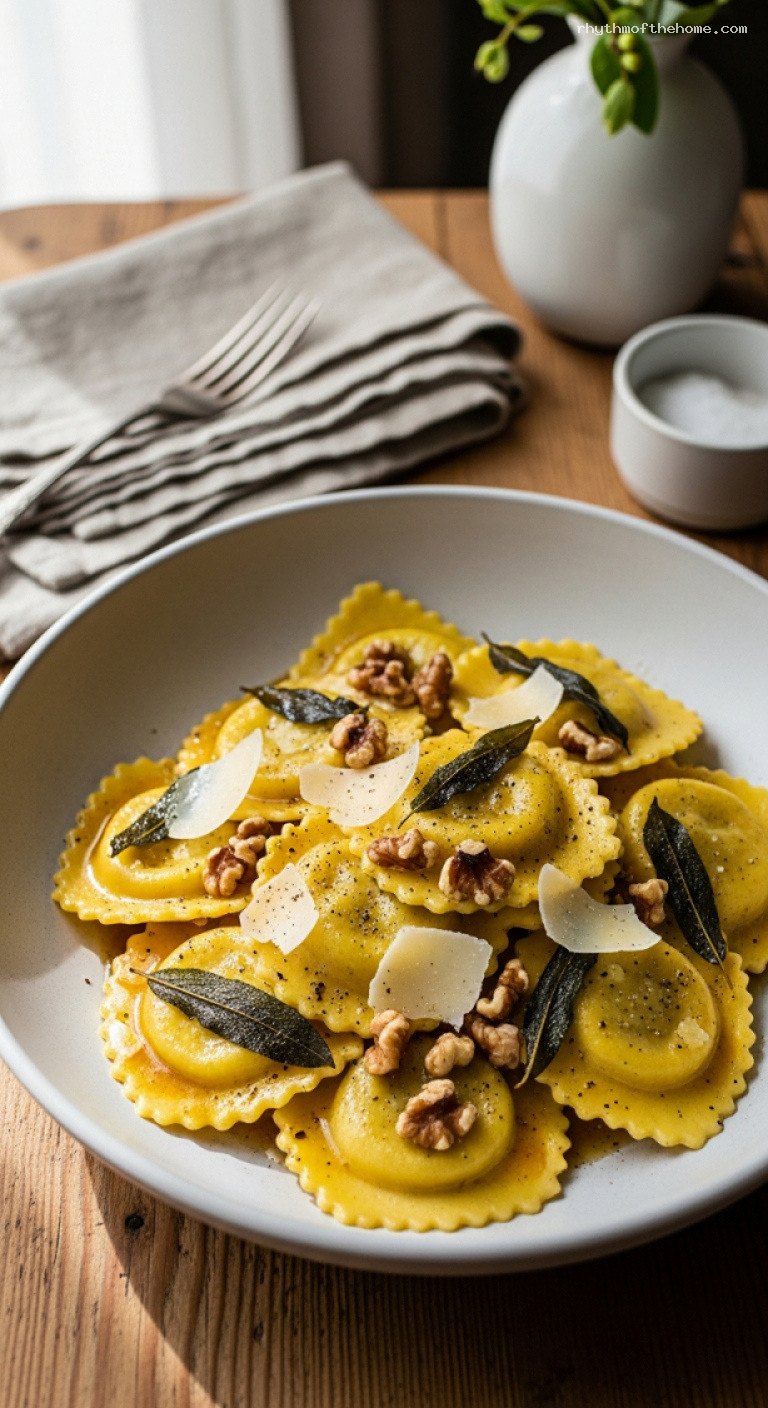 Butternut Squash Ravioli with Brown Butter and Sage