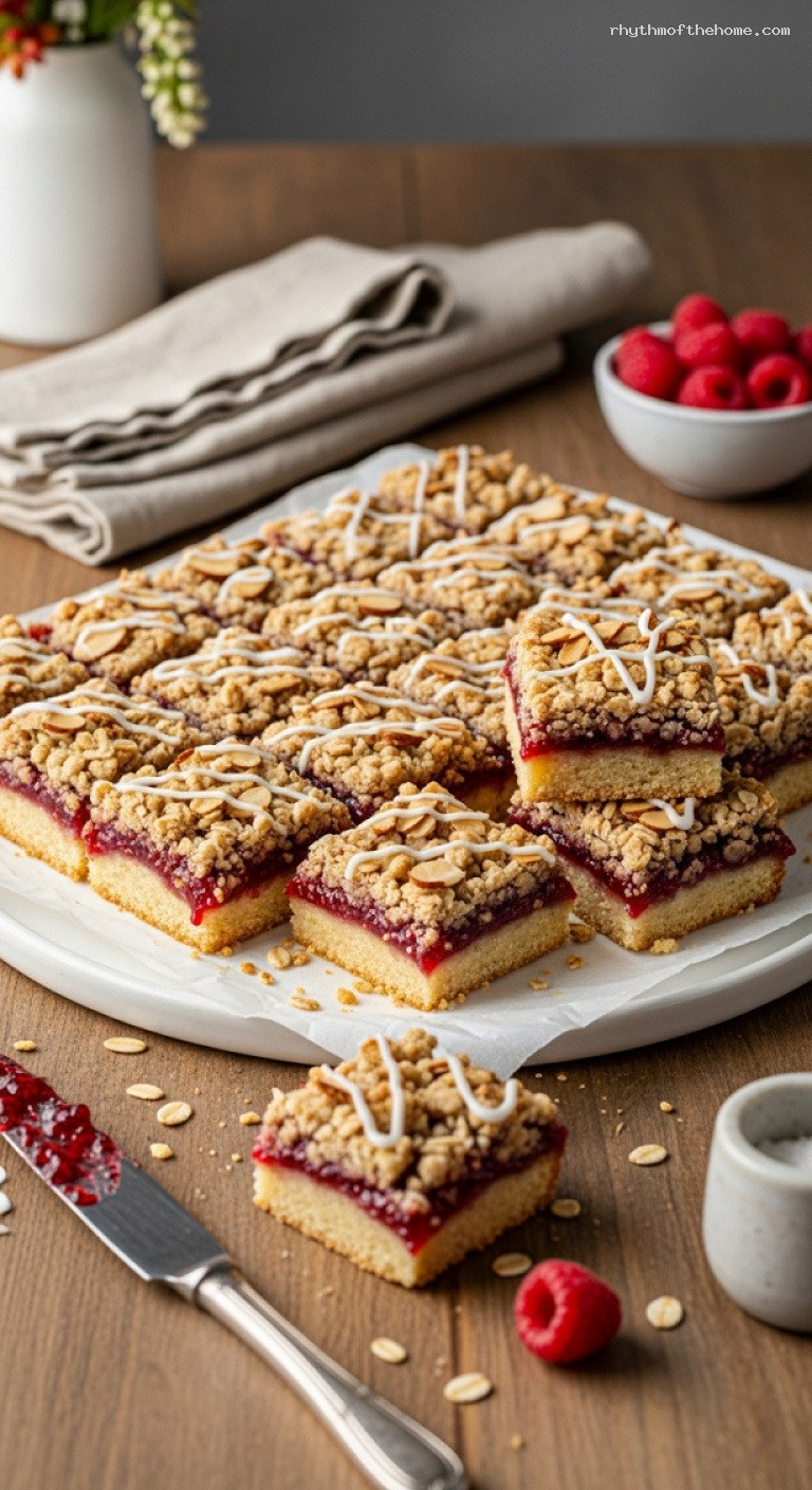 Buttery Raspberry Almond Thumbprint Streusel Bars