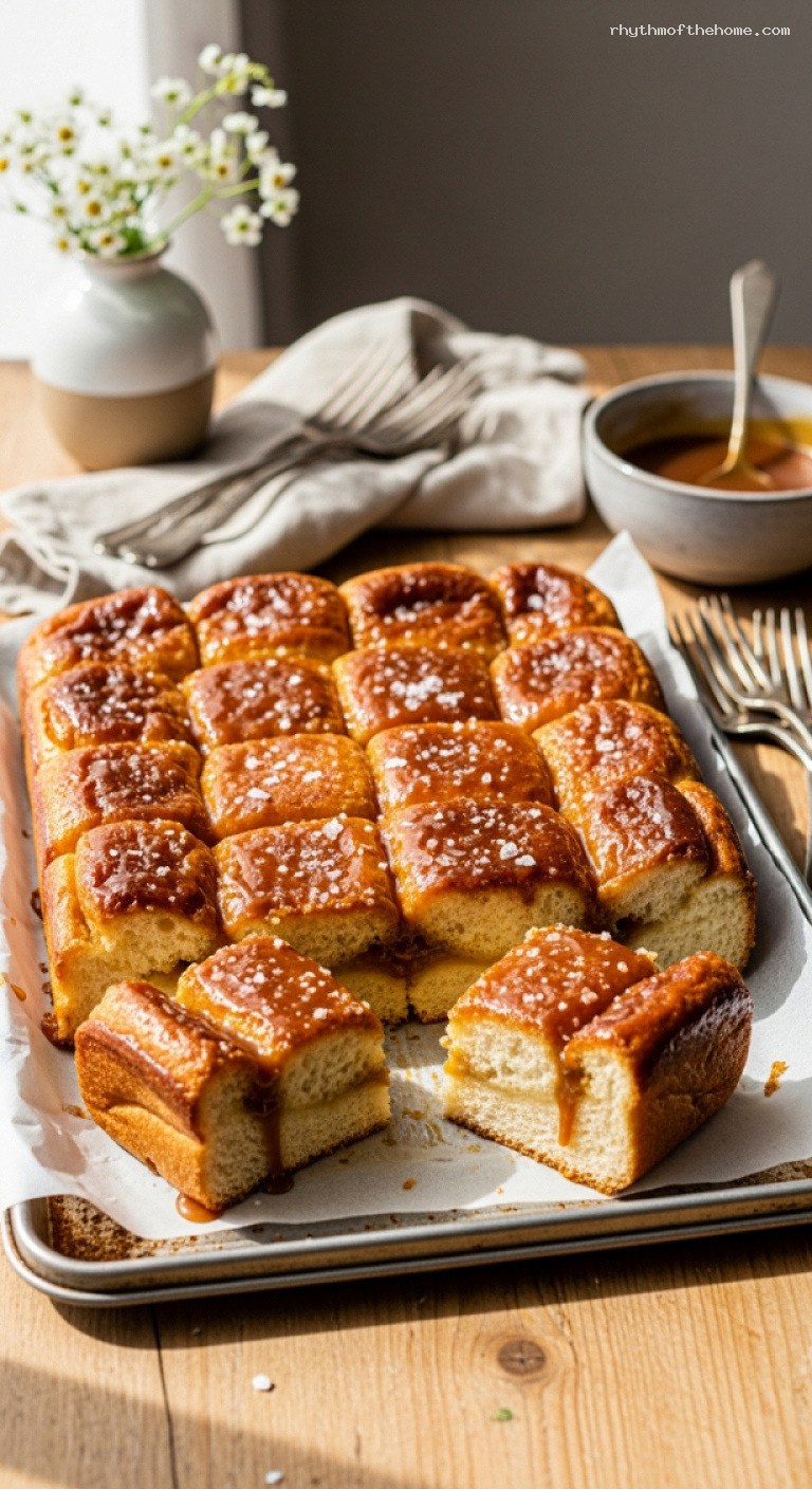 Caramel Brioche Bread Bars with Chewy Toffee Edges