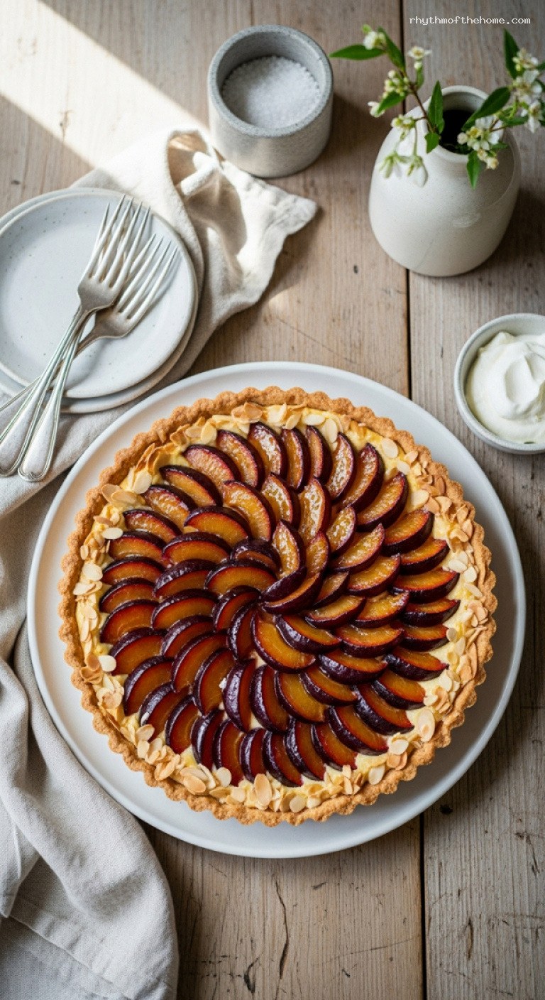 Caramelized Plum Tart with Almond Cream Filling