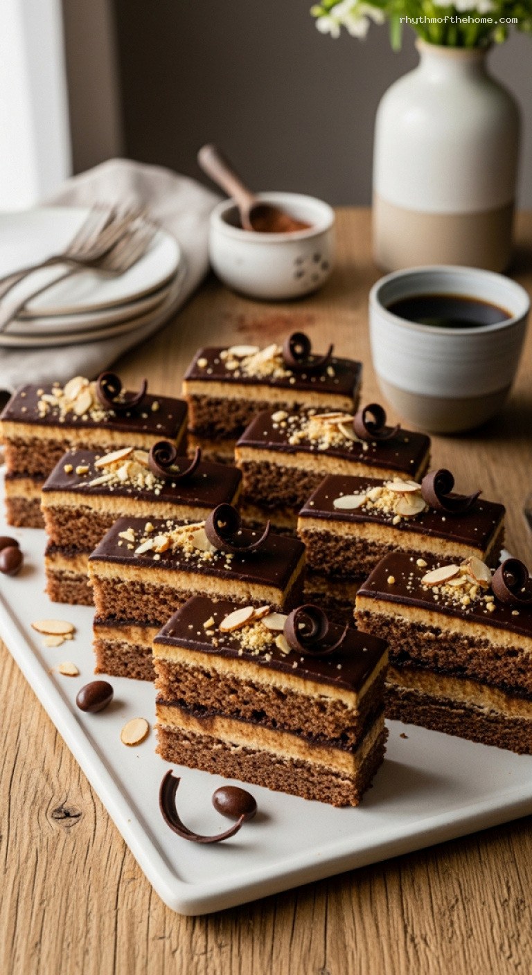 Chocolate Almond Opera Cake with Coffee Buttercream