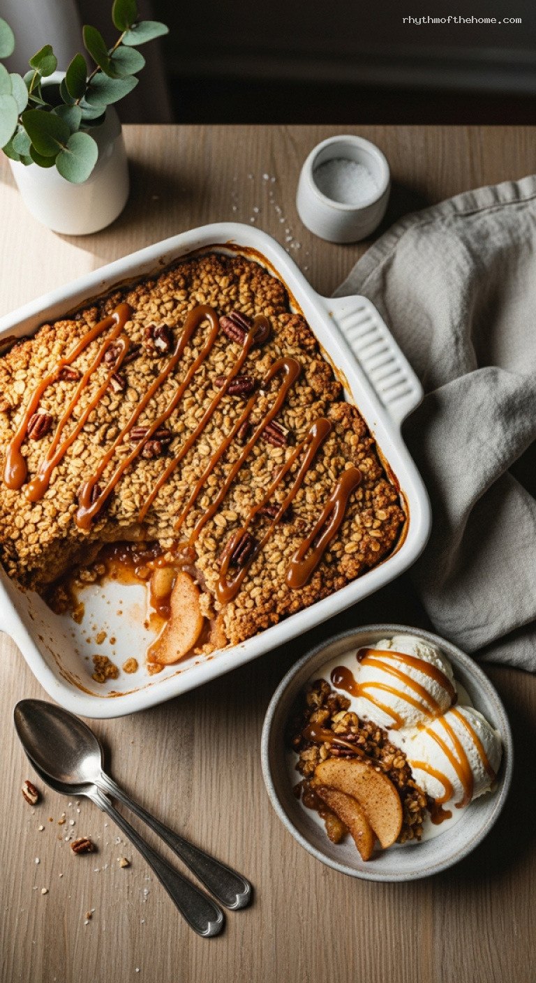Cinnamon Caramel Apple Crumble With Oat Topping