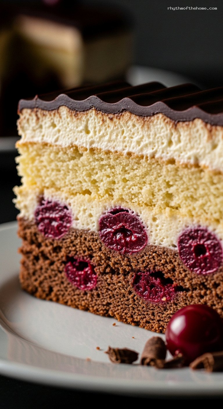 Classic Donauwelle: German Cherry Marble Sheet Cake – Closeup