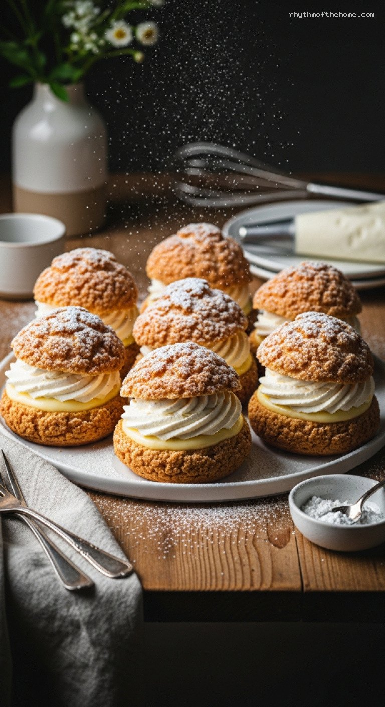 Classic German Windbeutel Cream Puffs with Whipped Cream
