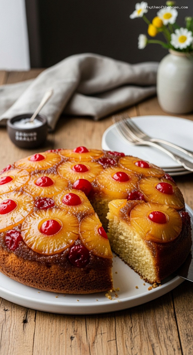 Classic Pineapple Upside-Down Cake with Caramelized Fruit