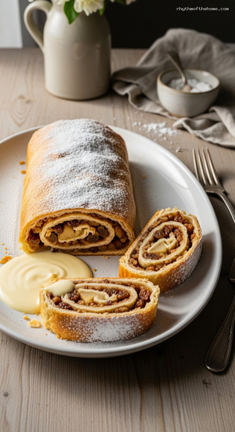 Classic Viennese Apfelstrudel With Cinnamon Apples and Raisins