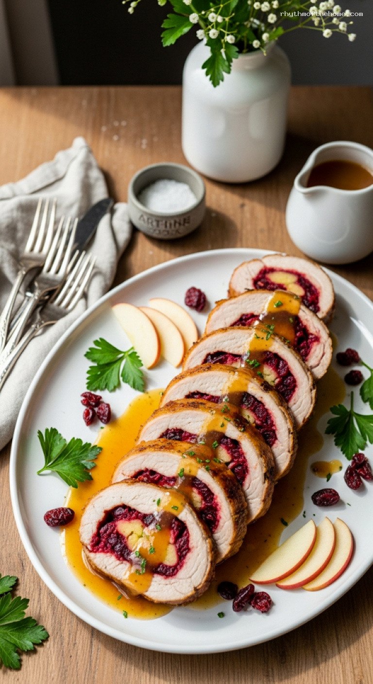 Cranberry Apple Stuffed Pork Loin With Cider Glaze