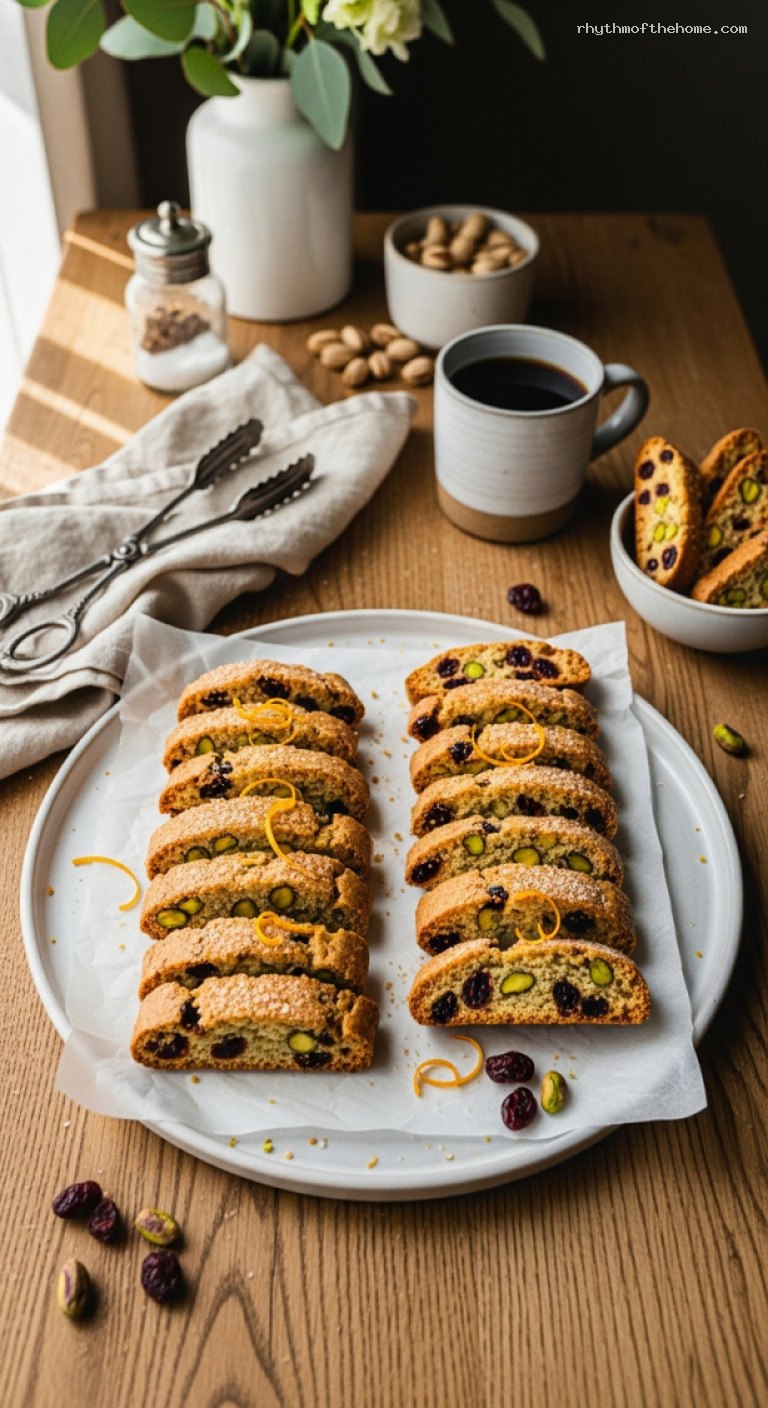 Cranberry Pistachio Biscotti With Orange and Vanilla