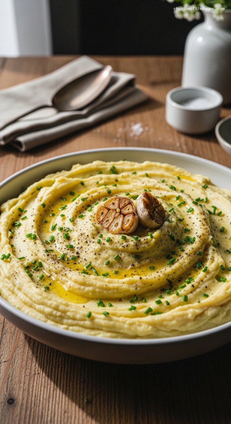 Creamy Roasted Garlic Mashed Potatoes With Chives