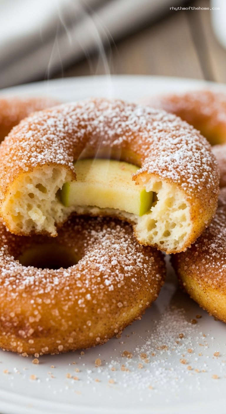Crispy Beer-Battered Apple Fritters With Cinnamon Sugar – Closeup