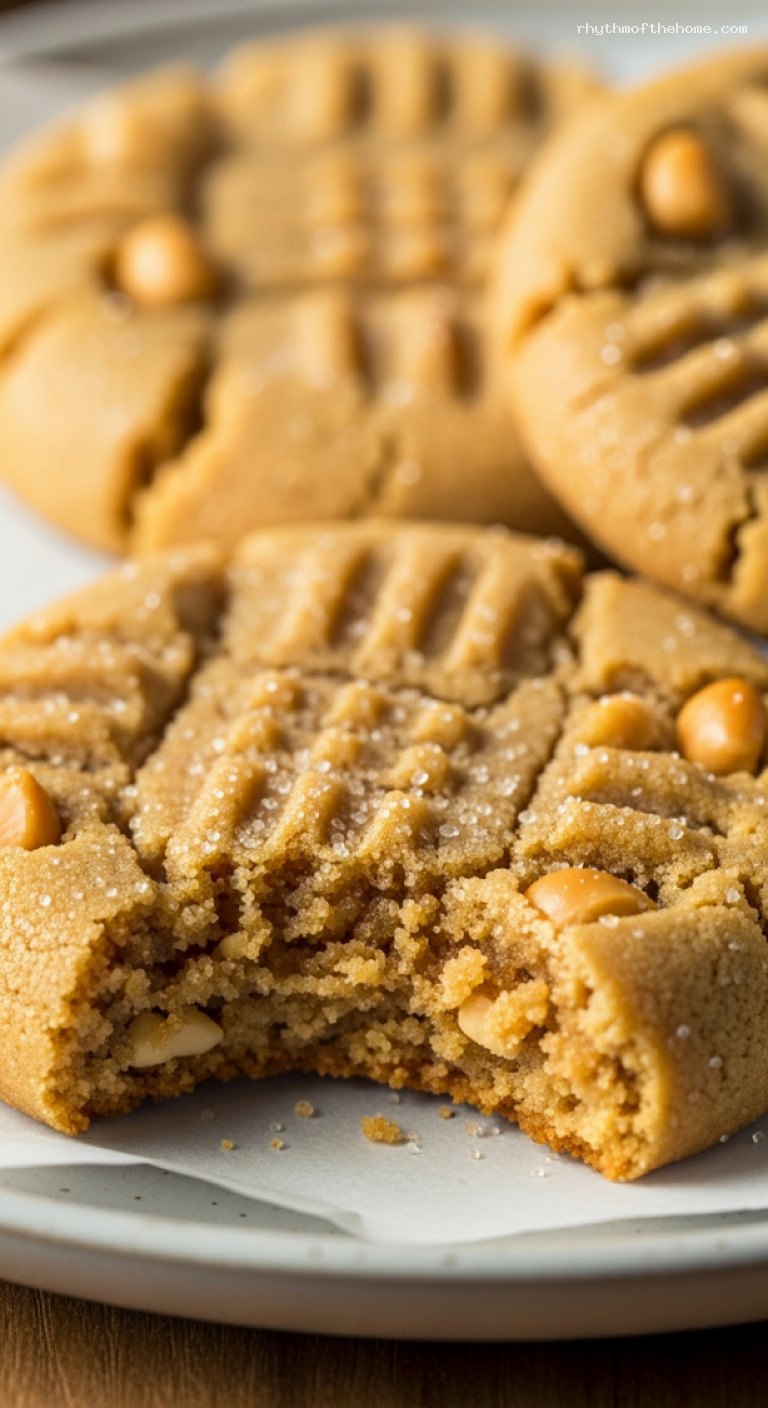 Crispy-Edged, Soft-Centered Peanut Butter Crisscross Cookies – Closeup