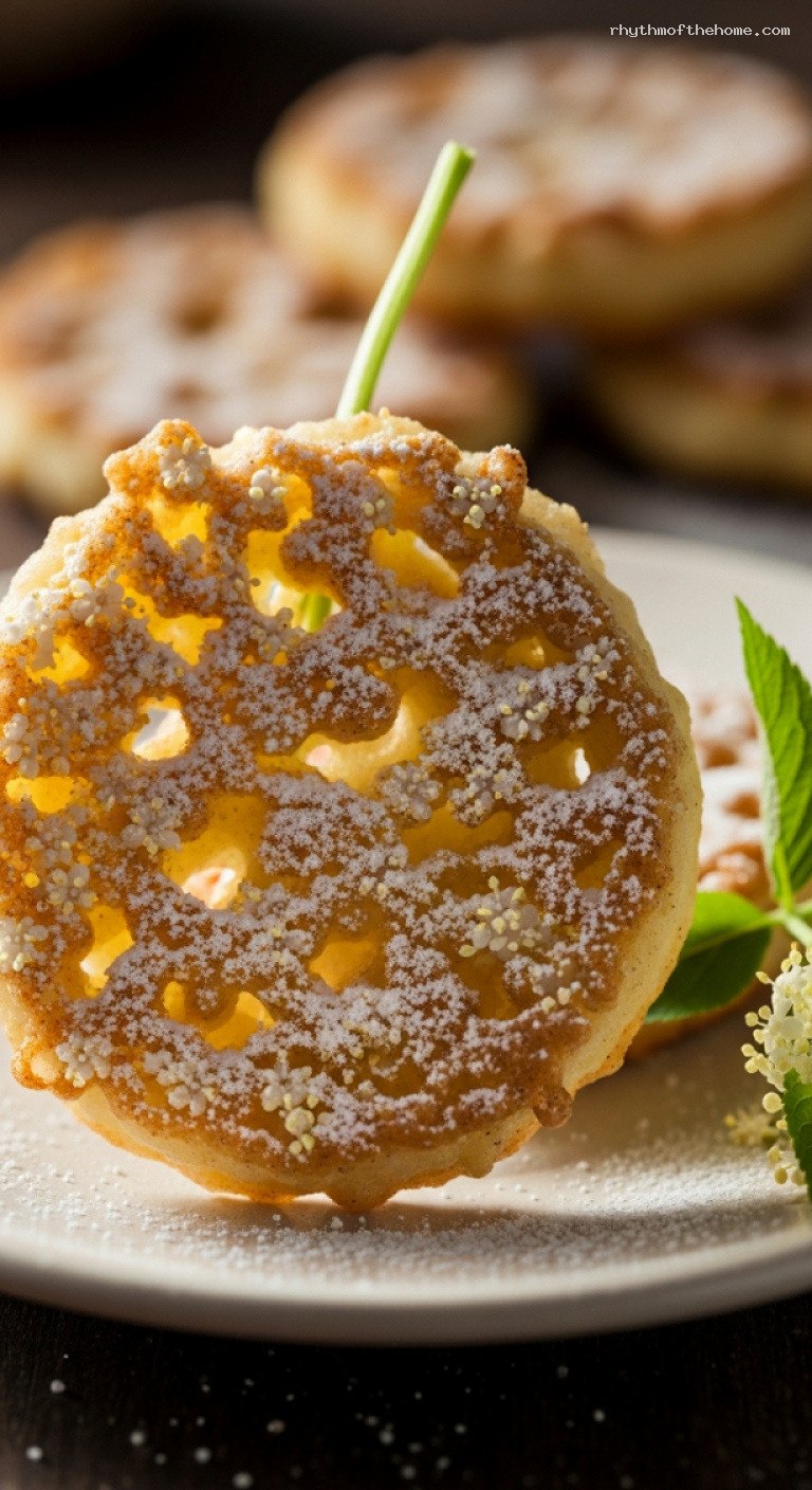 Crispy Elderflower Blossom Fritters (Holunderblütenküchle) – Closeup
