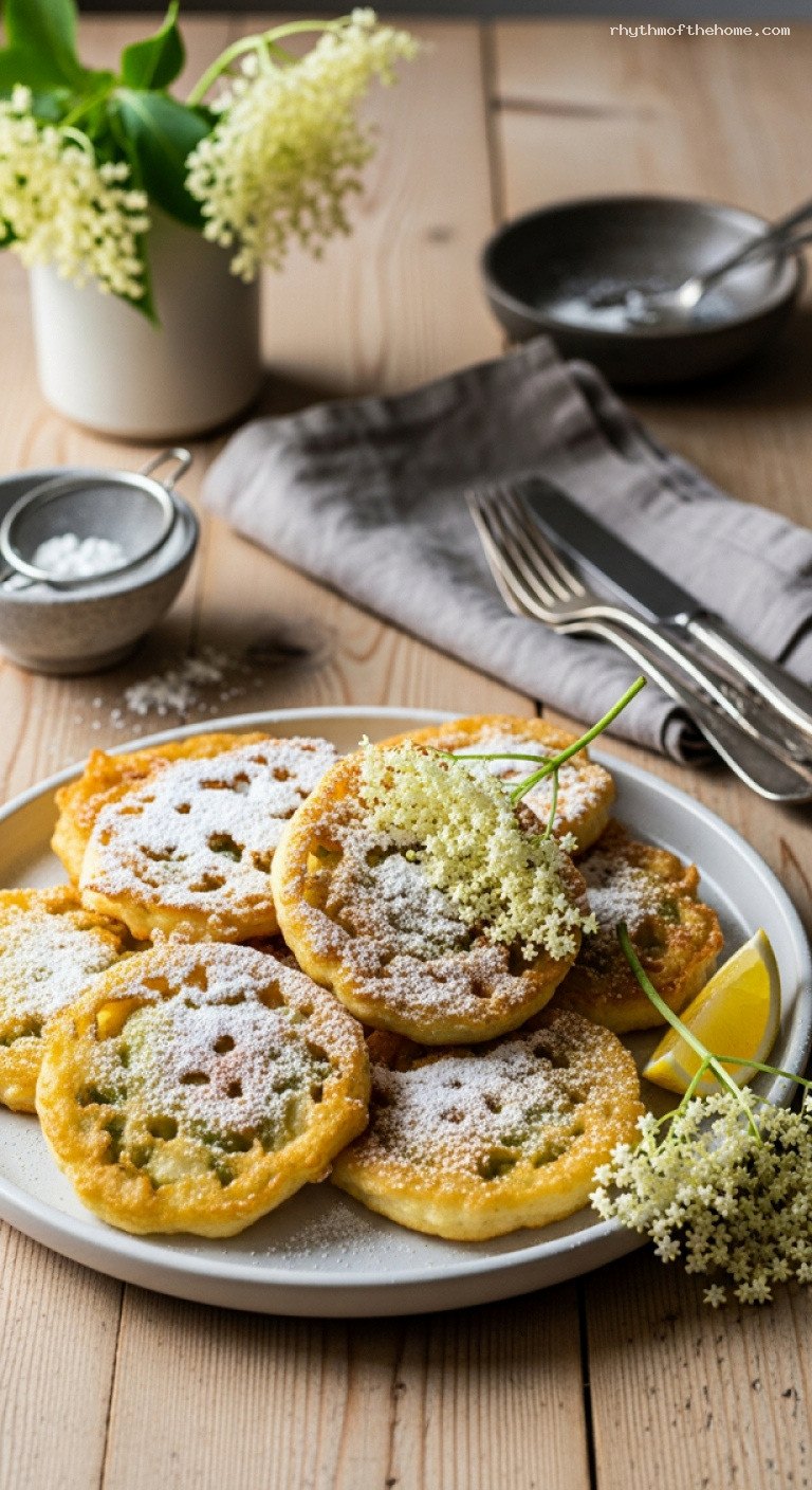 Crispy Elderflower Blossom Fritters (Holunderblütenküchle)