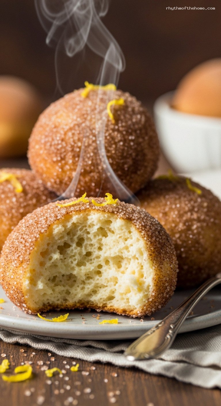 Crispy German Quarkbällchen With Cinnamon Sugar – Closeup