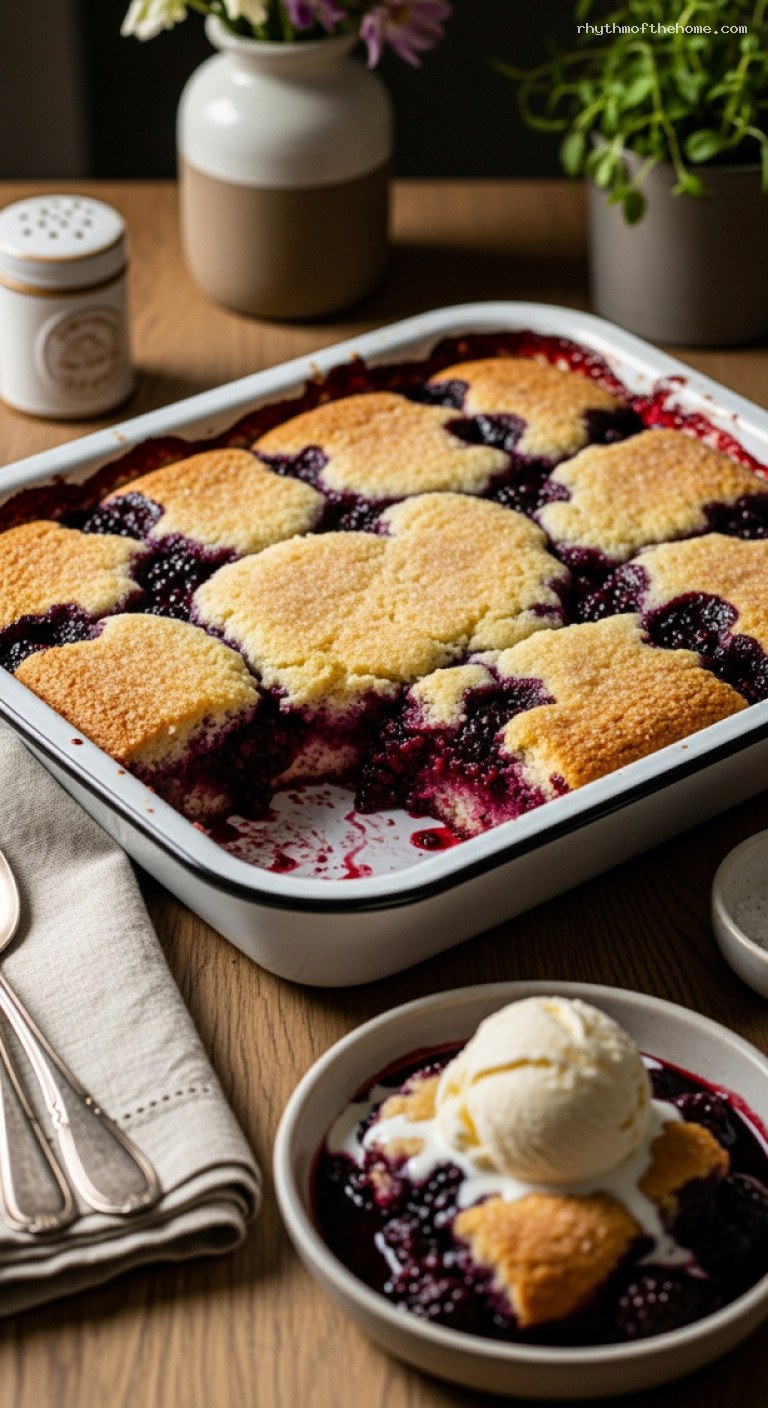 Easy Blackberry Cobbler With Golden Cakey Topping