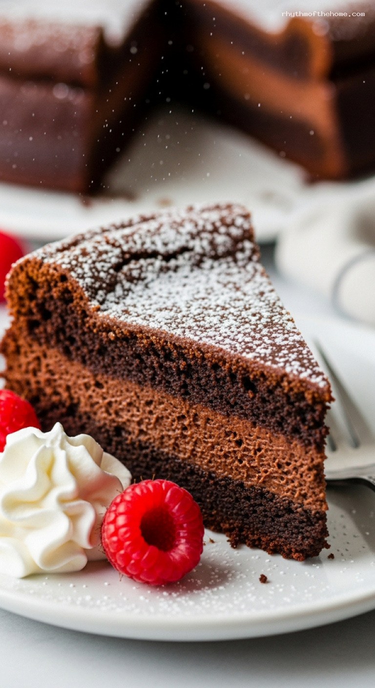 Flourless Bittersweet Chocolate Cake With Crackly Top – Closeup