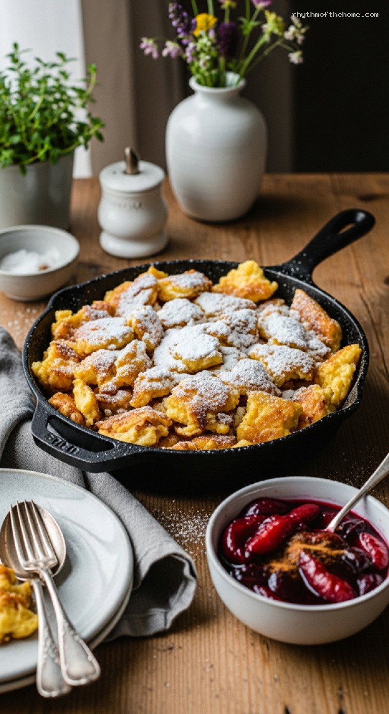 Fluffy Kaiserschmarrn with Caramelized Edges and Plum Compote