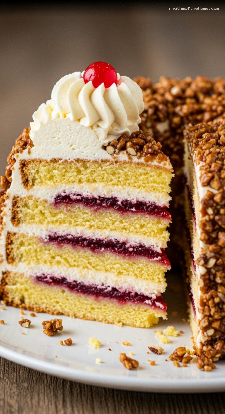 Frankfurter Kranz Buttercream Ring Cake With Crunchy Brittle – Closeup