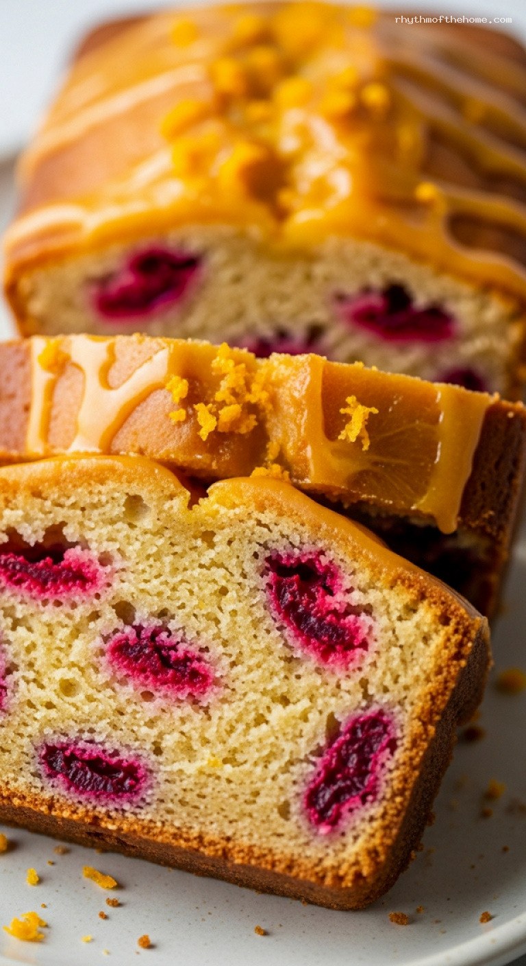Fresh Cranberry Orange Burst Loaf Cake – Closeup